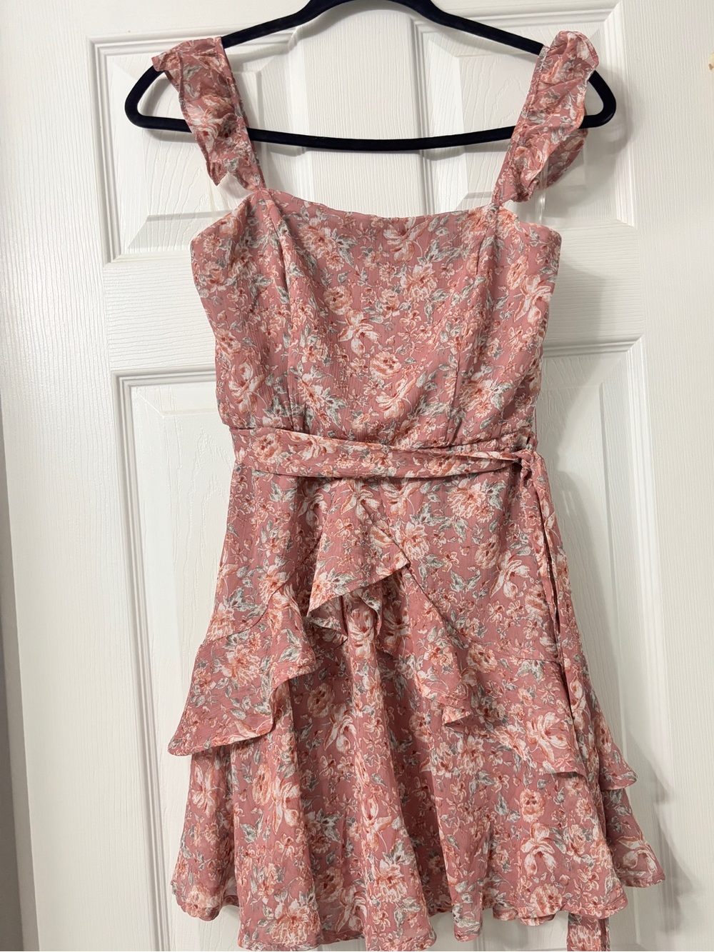 Forever 21 Dusty Rose Floral Ruffle Mini Dress